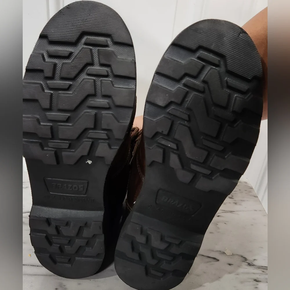 Brazos men's brown leather work boots size 10D - Picture 2 of 9